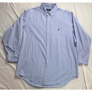 Ralph Lauren Yarmouth Oxford Button Down Shirt with Pony Mens 17 Neck Light Blue